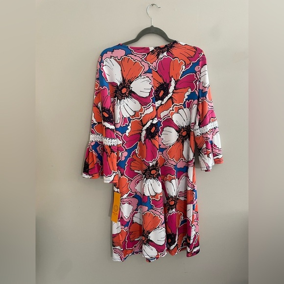 NWT Ruby Rd Colorful Printed Dress with long Bell Sleeves - Picture 5 of 7